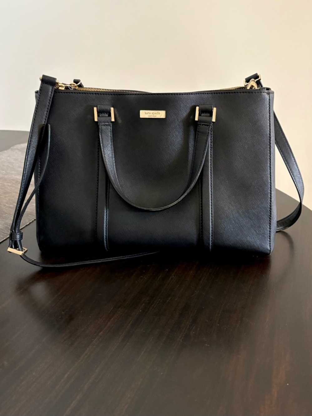 Kate Spade Large Black Leather Satchel Purse
